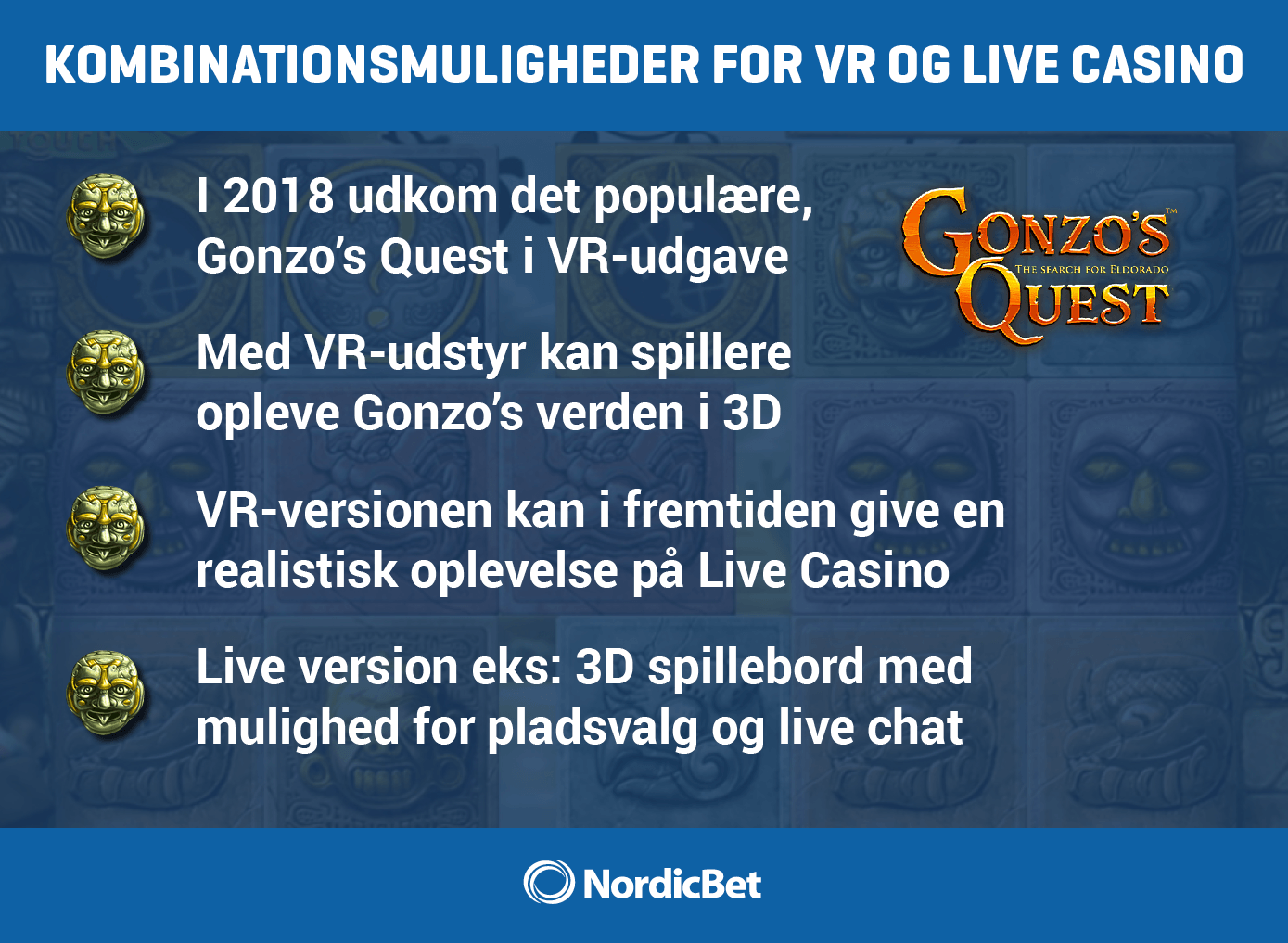 NordicBet Live Casino guide - kombinationsmuligheder for VR og Live Casino.